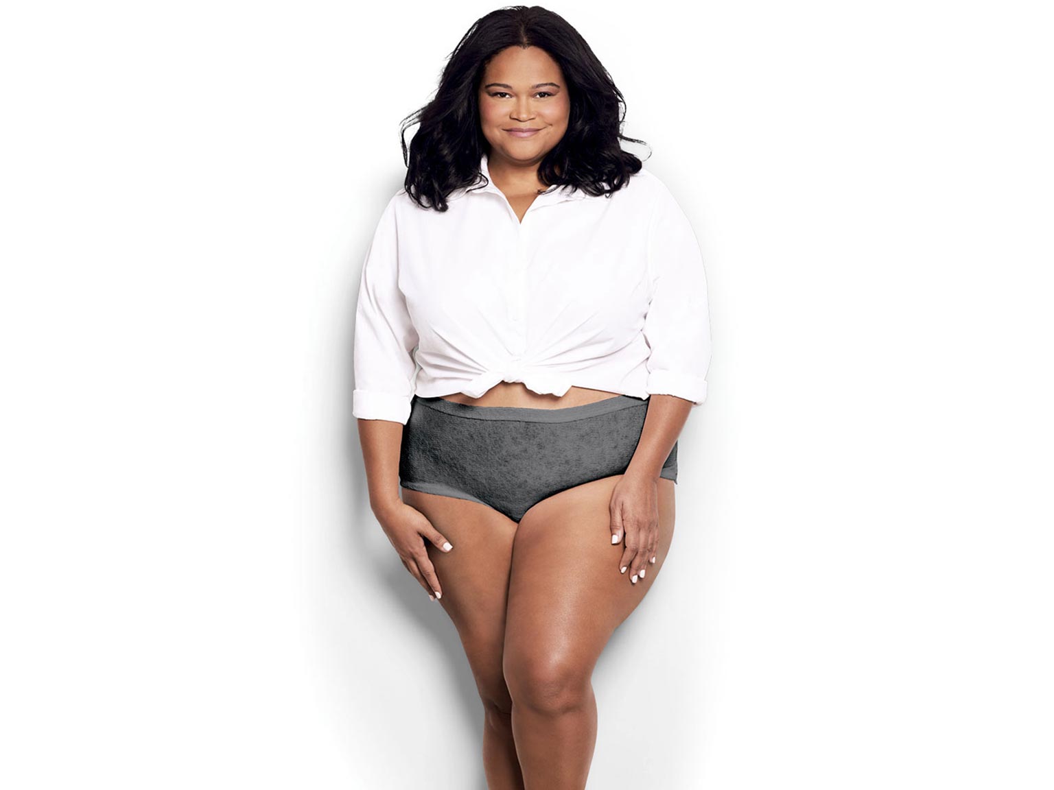 Model Wearing Depend® Incontinence Silhouette® Underwear for Women