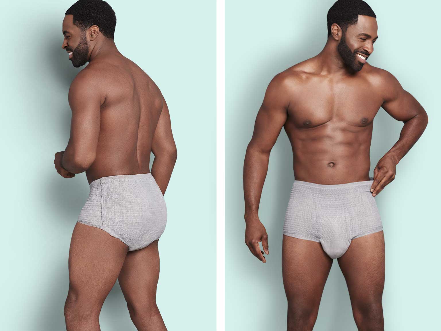 Model Wearing Depend® Incontinence Fresh Protection™ Underwear for Men